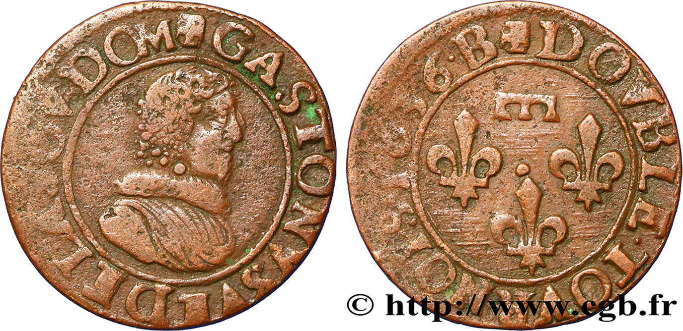 DOMBES - PRINCIPAUTÉ DE DOMBES - GASTON D ORLÉANS Double tournois, type 8 TB+