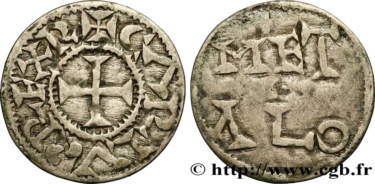 POITOU - COUNTY OF POITOU - COINAGE IMMOBILIZED IN THE NAME OF CHARLES II THE BALD Denier VF