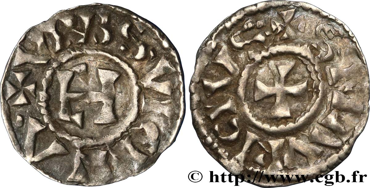 DAUPHINÉ - ARCHBISHOPRIC OF VIENNE - ANONYMOUS Denier anonyme ou viennois au monogramme d Henri III le Noir XF/VF
