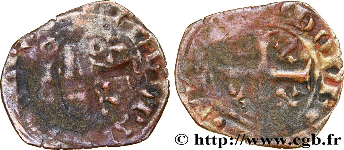 BRETAGNE - DUCHÉ DE BRETAGNE - CHARLES DE BLOIS Double denier B/B+