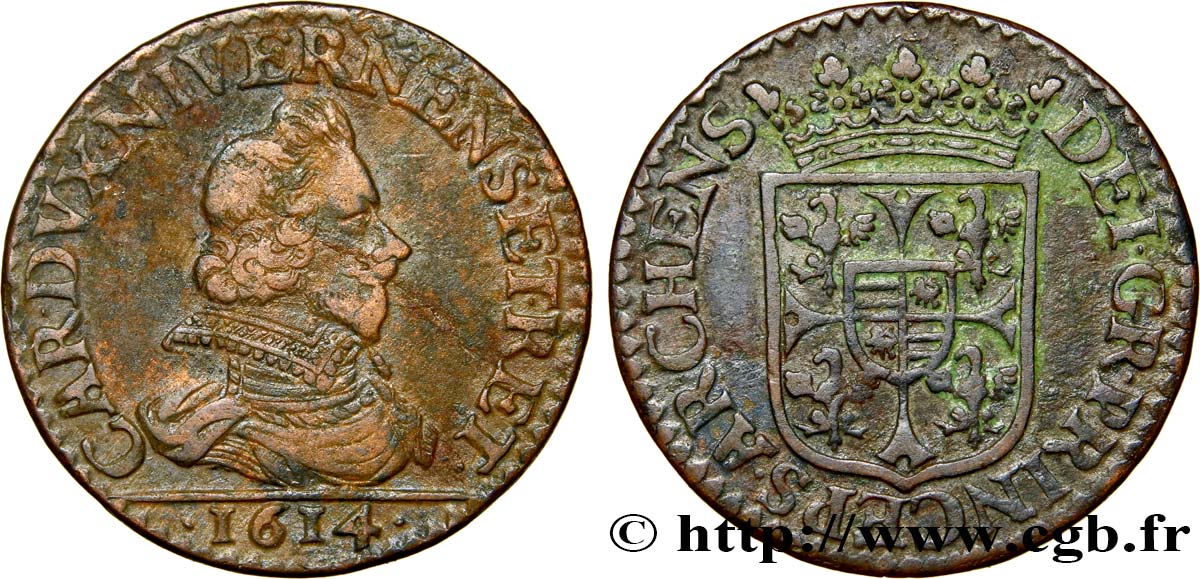 ARDENNES - PRINCIPAUTY OF ARCHES-CHARLEVILLE - CHARLES I OF GONZAGUE Liard, type 3B BC+/MBC