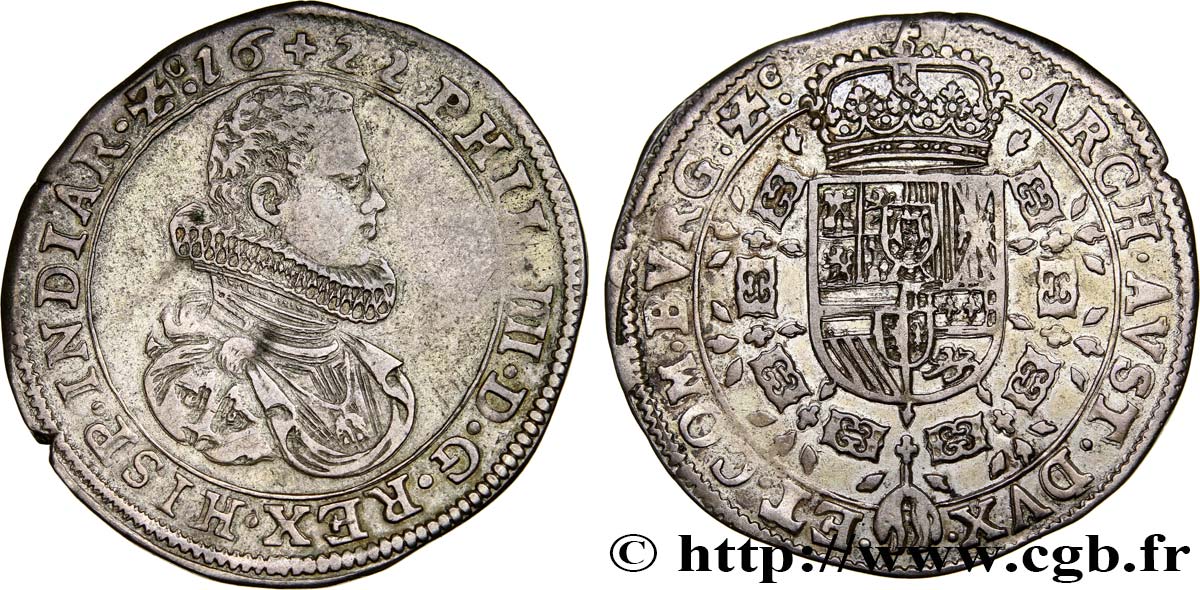 FRANCHE-COMTÉ - COMTÉ DE BOURGOGNE - PHILIPPE IV D ESPAGNE Quart de ducaton TTB+