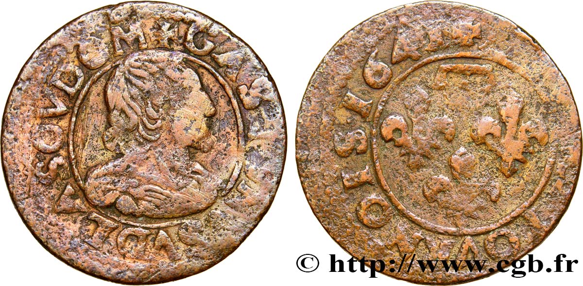PRINCIPAUTY OF DOMBES - GASTON OF ORLEANS Double tournois, type 14 fSS
