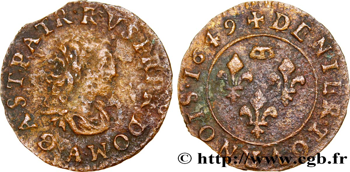 DOMBES - PRINCIPALITY OF DOMBES - GASTON OF ORLEANS Denier tournois, type 7 VF