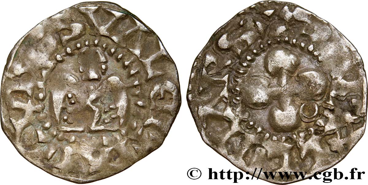 DAUPHINÉ - BISHOP OF VALENCE - ANONYMOUS COINAGE Denier VF/VF