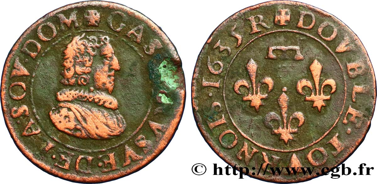 PRINCIPAUTY OF DOMBES - GASTON OF ORLEANS Double tournois, type 8 BC+/MBC