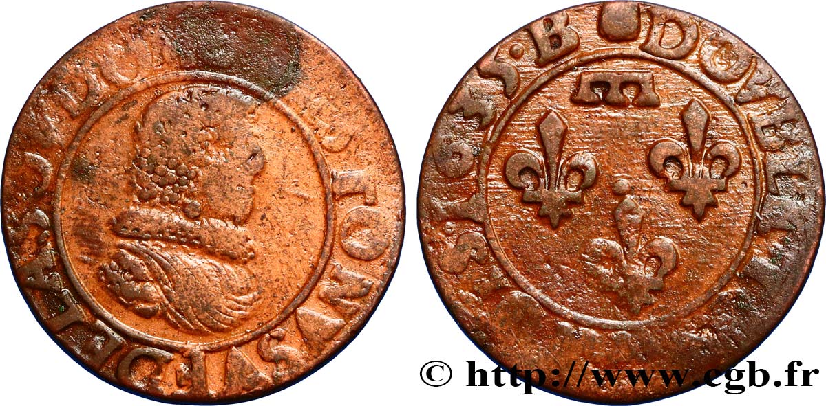 DOMBES - PRINCIPAUTÉ DE DOMBES - GASTON D ORLÉANS Double tournois, type 8 TB+
