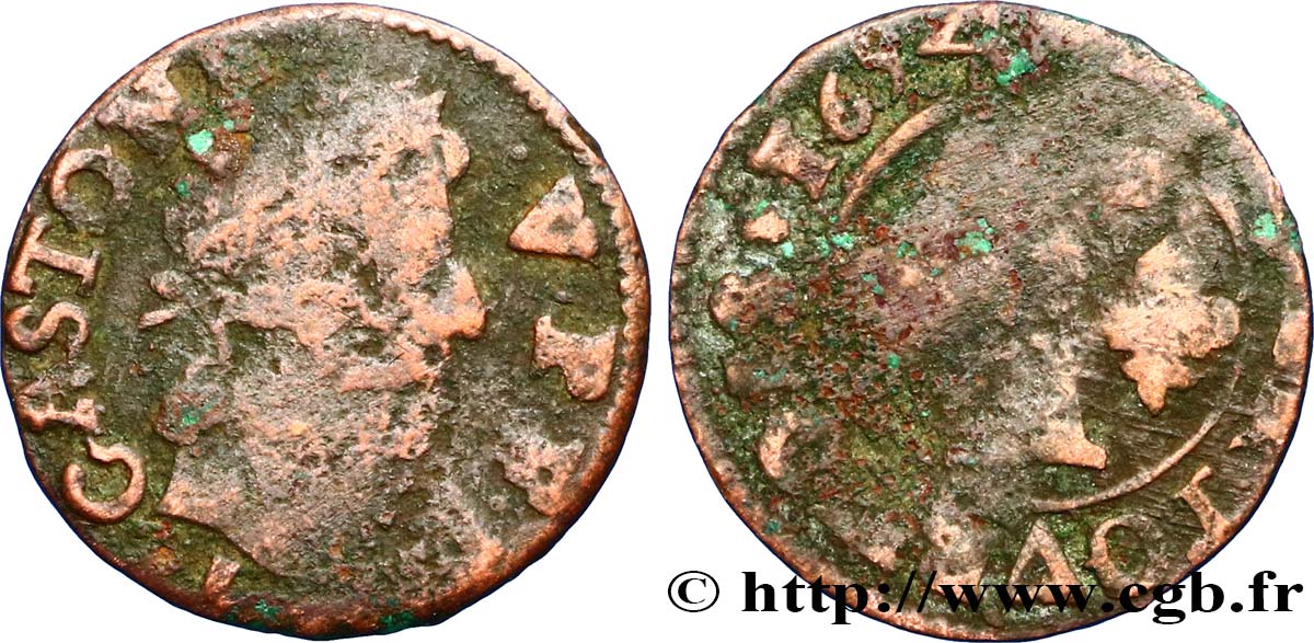 DOMBES - PRINCIPAUTÉ DE DOMBES - GASTON D ORLÉANS Denier tournois, type 13 B