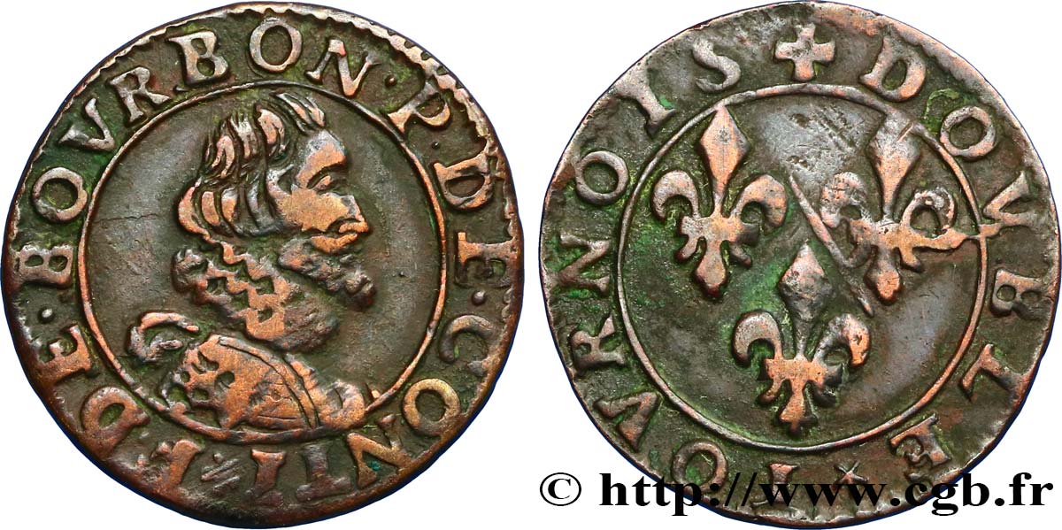 PRINCIPALITY OF CHATEAU-REGNAULT - FRANCIS OF BOURBON-CONTI Double tournois, type 13 XF/VF