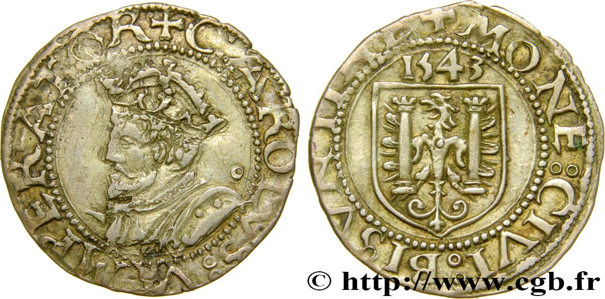 TOWN OF BESANCON - COINAGE STRUCK AT THE NAME OF CHARLES V Carolus XF/AU