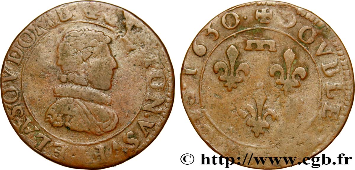 DOMBES - PRINCIPAUTÉ DE DOMBES - GASTON D&nbsp;ORLÉANS Double tournois, type 7 TB+