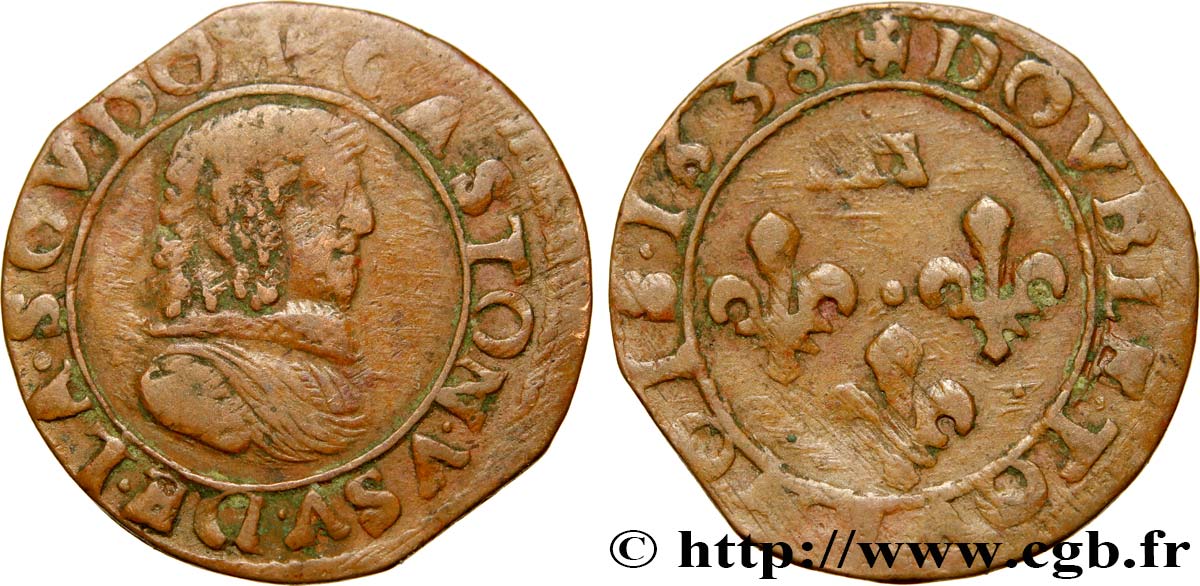 DOMBES - PRINCIPAUTÉ DE DOMBES - GASTON D&nbsp;ORLÉANS Double tournois, type 8 B+