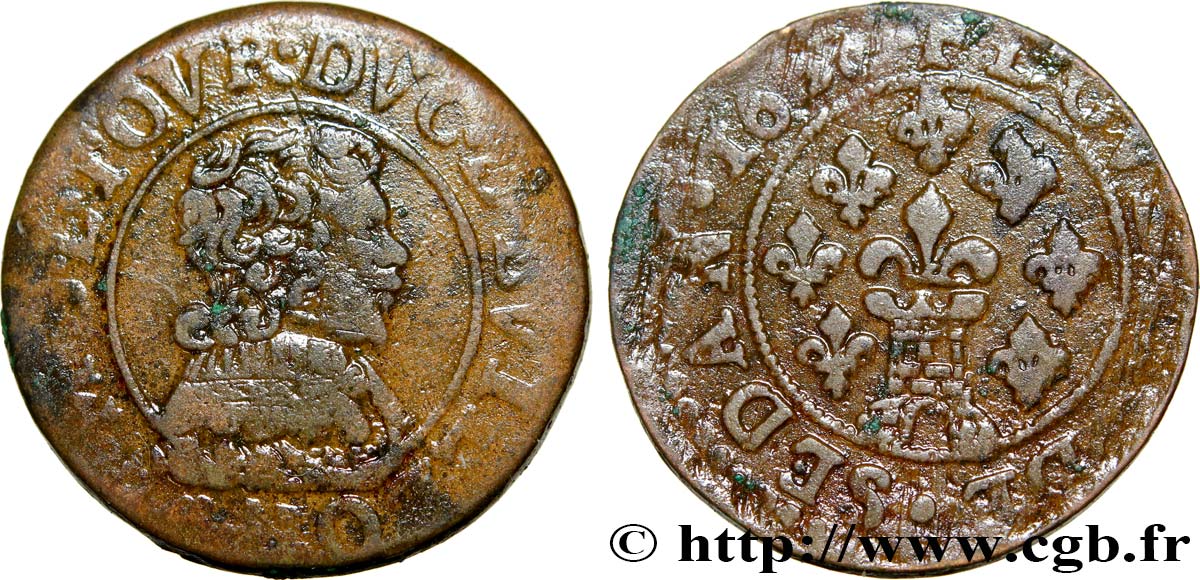 ARDENNES - PRINCIPAUTÉ DE SEDAN - FRÉDÉRIC-MAURICE DE LA TOUR D&nbsp;AUVERGNE Double tournois, type 13 (grande collerette/grande tour en bas du champ) TTB