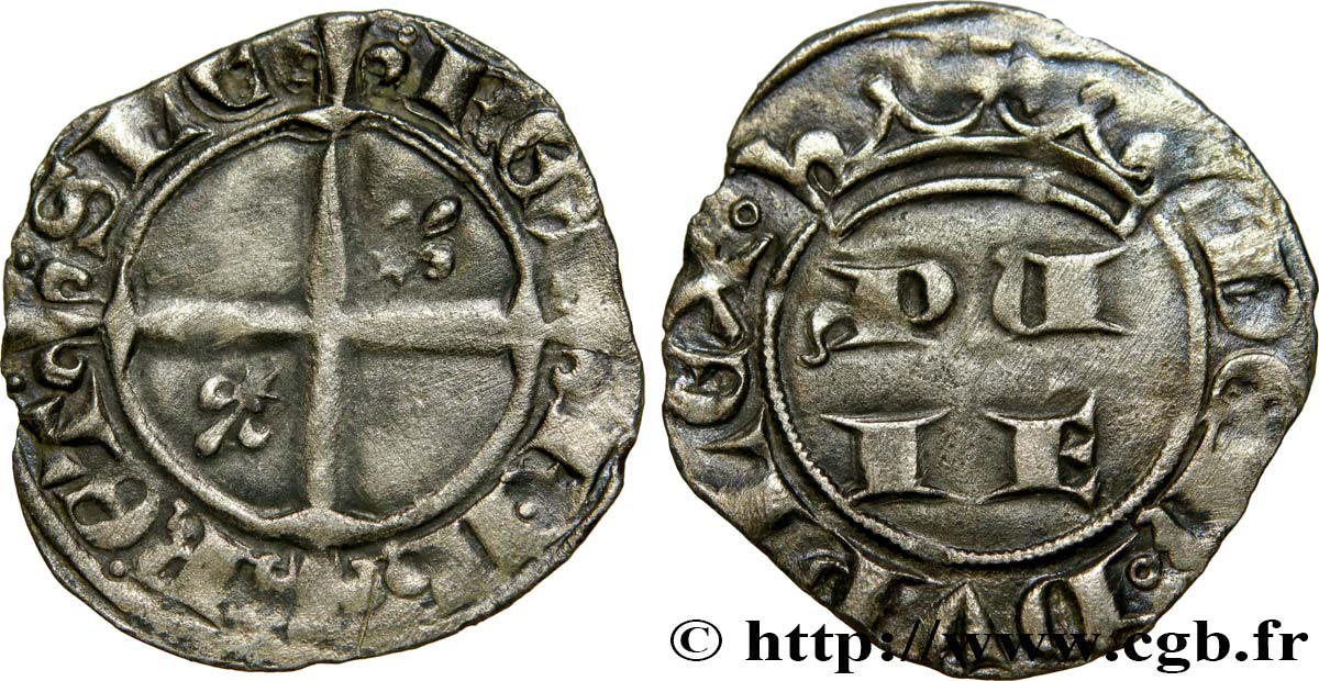 COUNTY OF PROVENCE - ROBERT OF ANJOU Double denier ou patac SS/fVZ