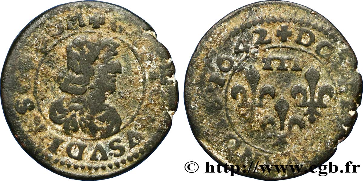 PRINCIPAUTY OF DOMBES - GASTON OF ORLEANS Double tournois, type 16 fSS