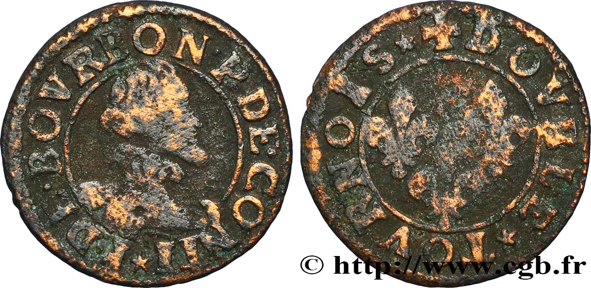 PRINCIPAUTY OF CHATEAU-REGNAULT - FRANCOIS OF BOURBON-CONTI Double tournois, type 15, buste A fS