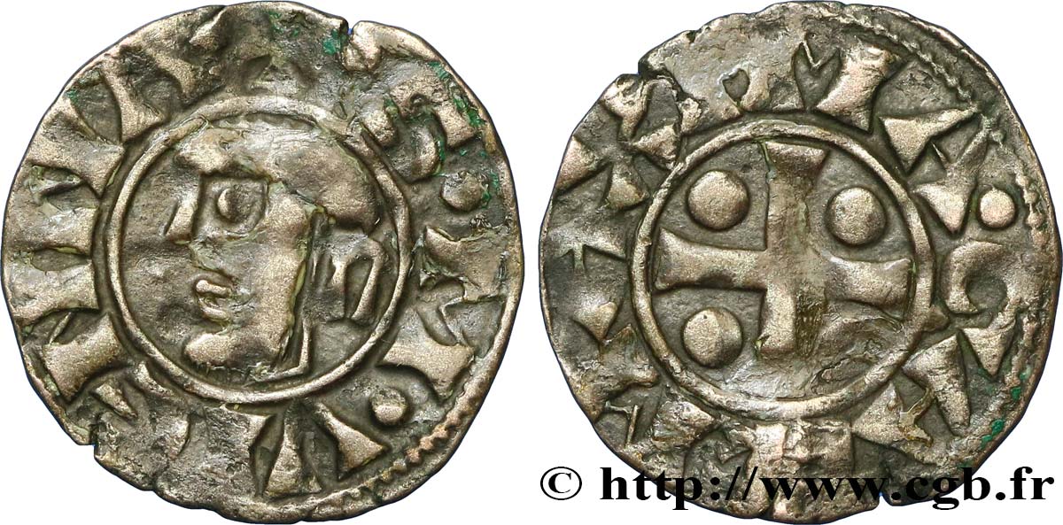 DAUPHINÉ - ARCHEVÊCHÉ DE VIENNE - ANONYMES Denier anonyme ou viennois TTB