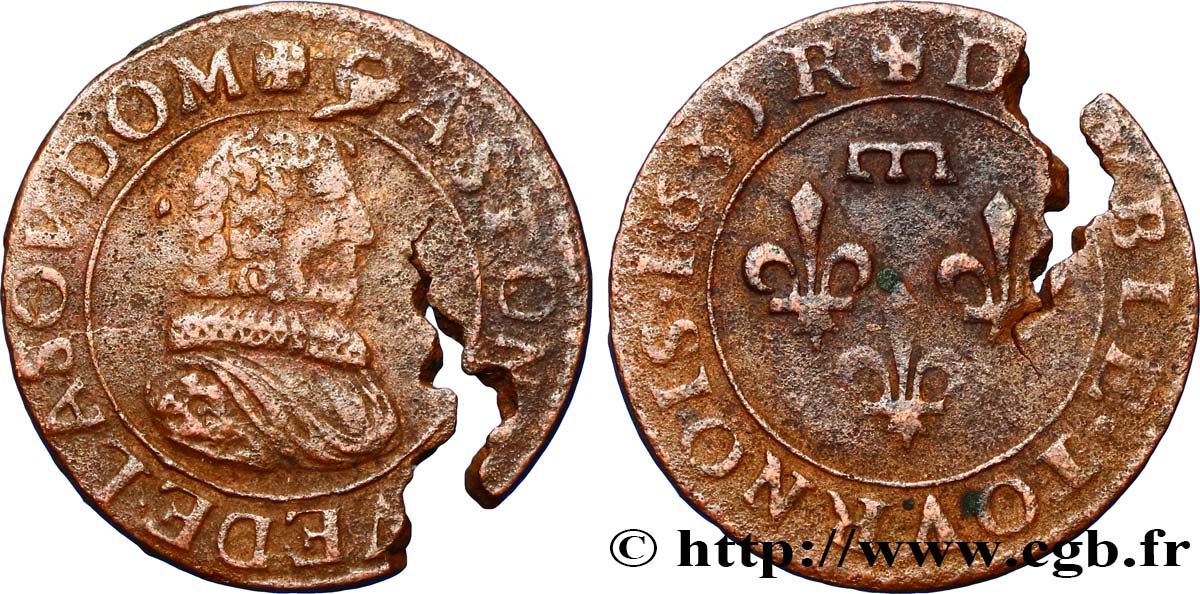 PRINCIPAUTY OF DOMBES - GASTON OF ORLEANS Double tournois, type 8 fSS