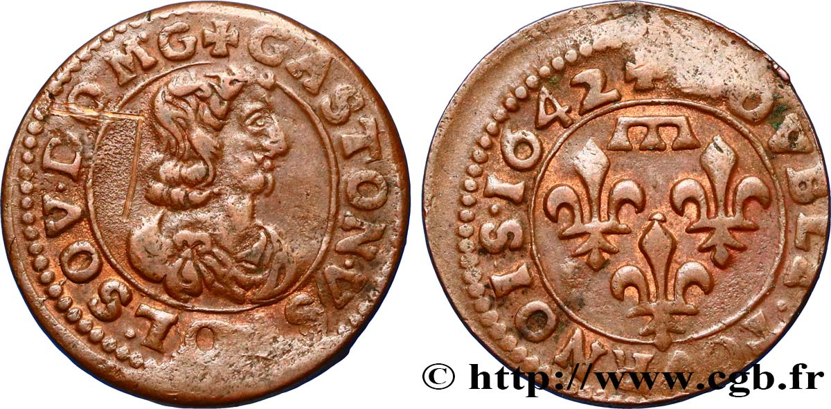 DOMBES - PRINCIPALITY OF DOMBES - GASTON OF ORLEANS Double tournois, type 16 XF