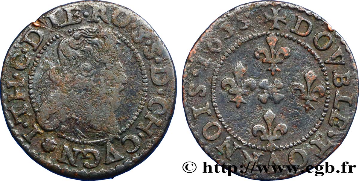 ARDENNES - SEIGNIORY OF CUGNON - JEAN-THEODORE OF LÖWENSTEIN Double tournois avec le grand col de dentelle VF/VF