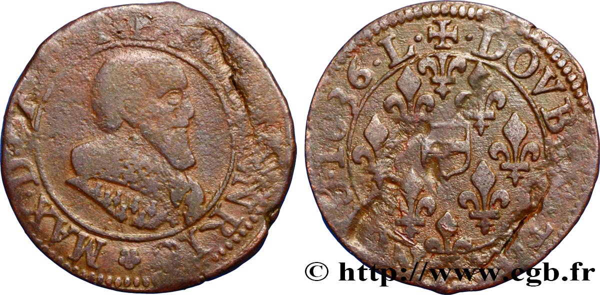 BERRY - PRINCIPAUTÉ DE BOISBELLE-HENRICHEMONT - MAXIMILIEN DE BÉTHUNE, DUC DE SULLY Double tournois, type 2 VF/VF