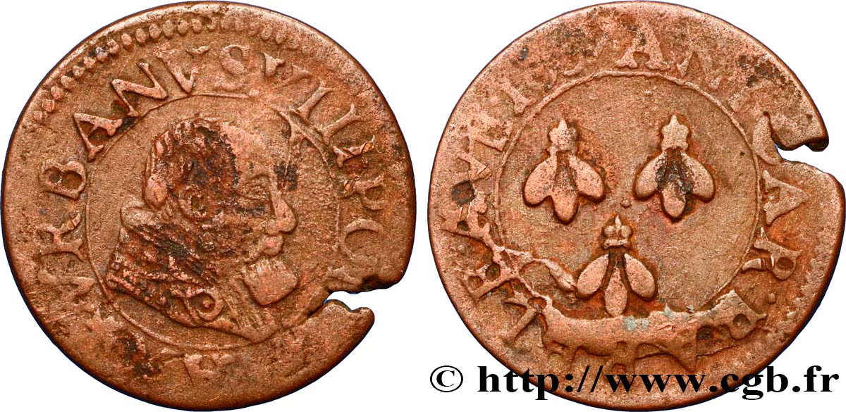 COMTAT-VENAISSIN - AVIGNON - URBAIN VIII (Maffeo Barberini) Double tournois ou quattrino VF