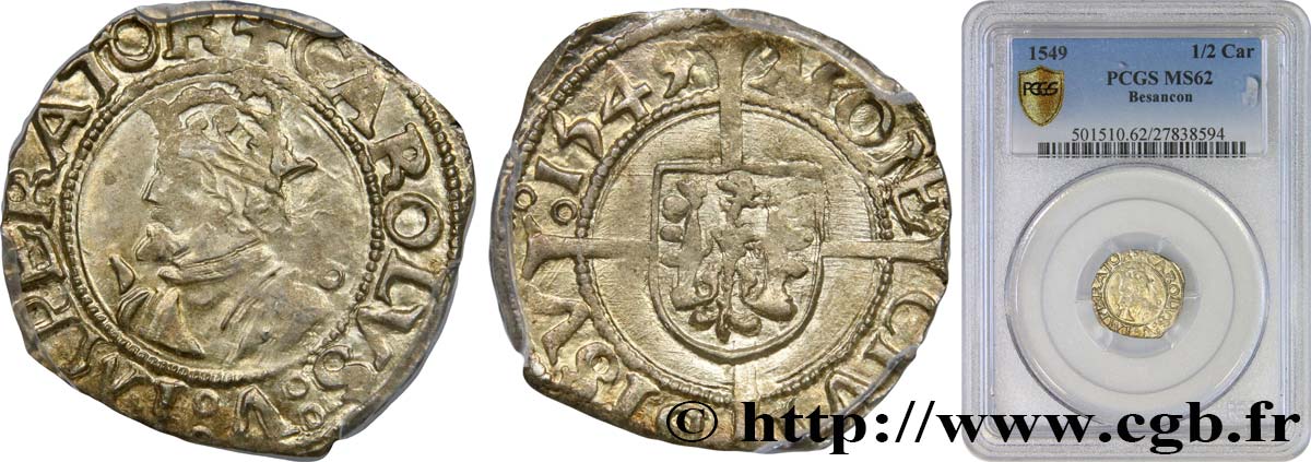 TOWN OF BESANCON - COINAGE STRUCK AT THE NAME OF CHARLES V Blanc MS62