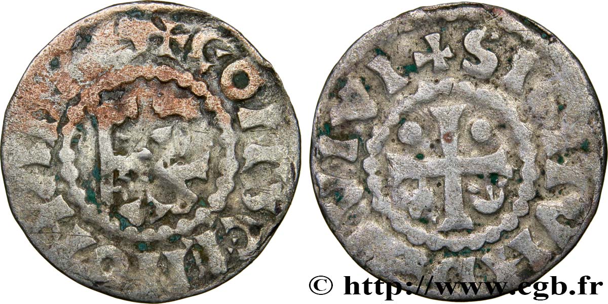 MAINE - COUNTY OF MAINE - COINAGE OF HERBERT I ÉVEILLE-CHIEN AND IMMOBILIZED IN HIS NAME Denier VF