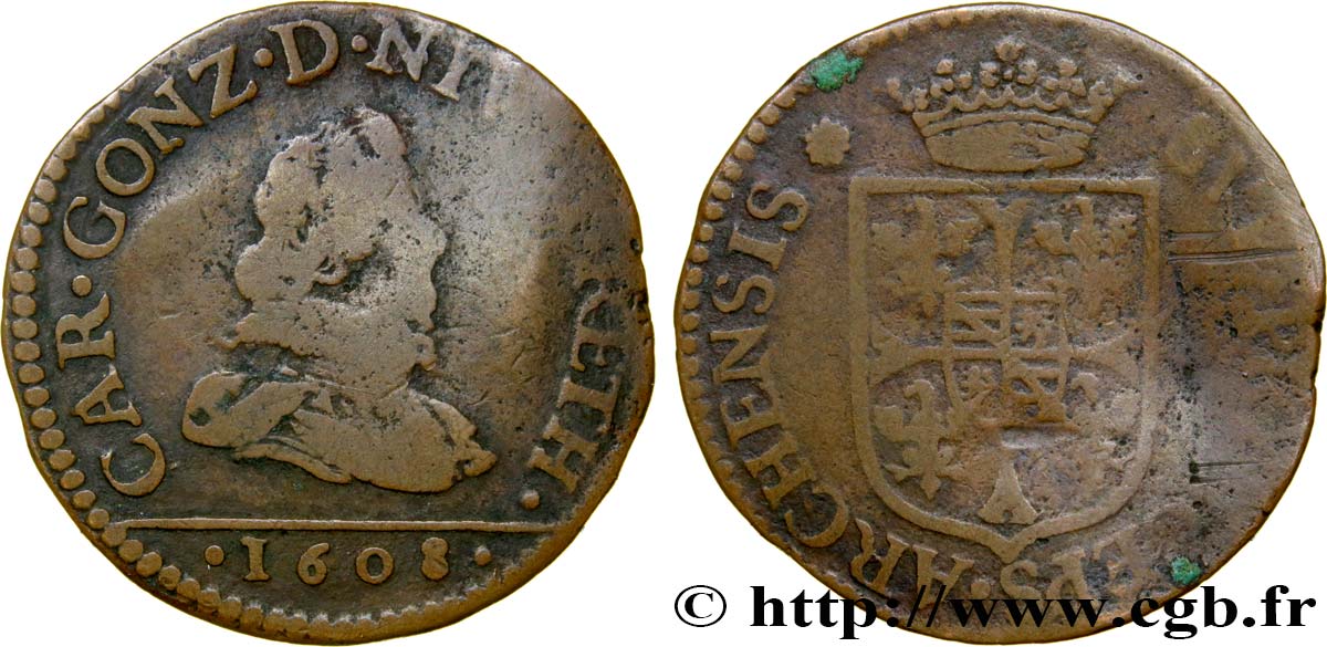 ARDENNES - PRINCIPAUTY OF ARCHES-CHARLEVILLE - CHARLES I OF GONZAGUE Liard, type 2B fS