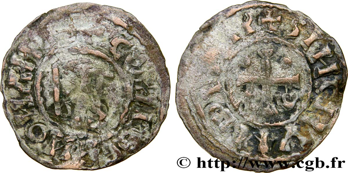 MAINE - COUNTY OF MAINE - COINAGE OF HERBERT I ÉVEILLE-CHIEN AND IMMOBILIZED IN HIS NAME Denier F