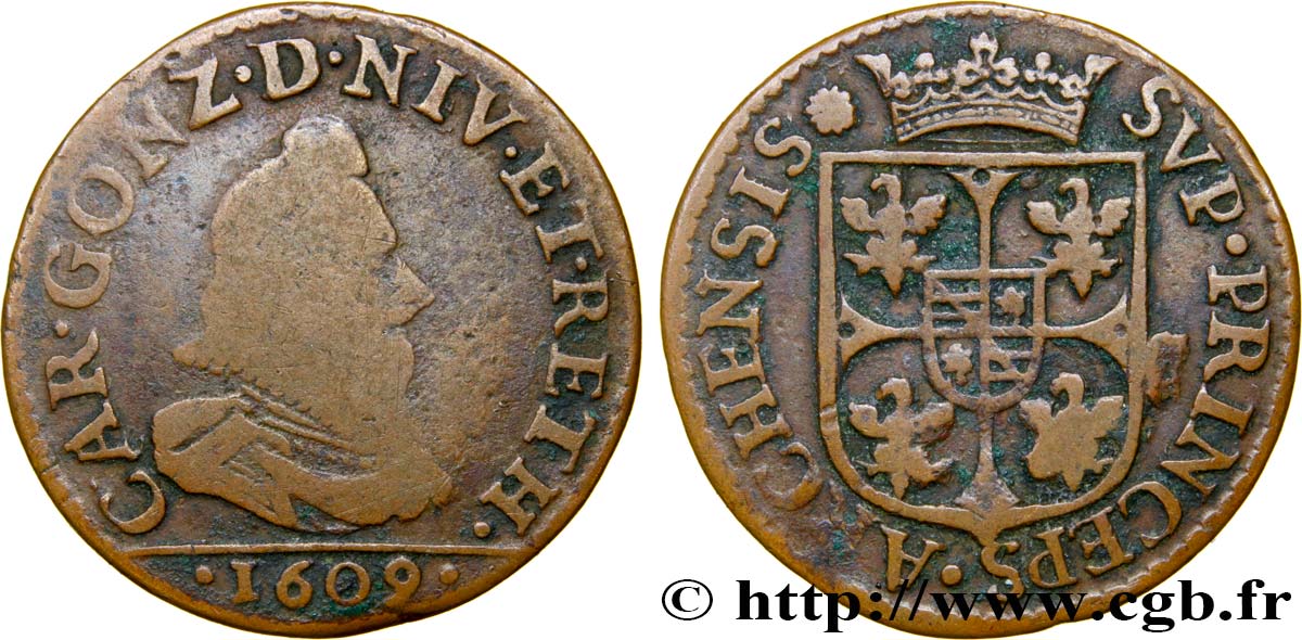ARDENNES - PRINCIPAUTY OF ARCHES-CHARLEVILLE - CHARLES I OF GONZAGUE Liard, type 3A BC/MBC