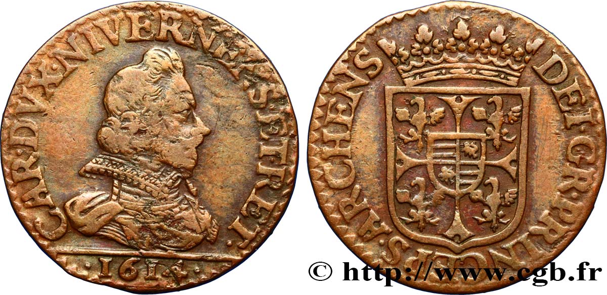 ARDENNES - PRINCIPAUTY OF ARCHES-CHARLEVILLE - CHARLES I OF GONZAGUE Liard, type 3B VF/XF