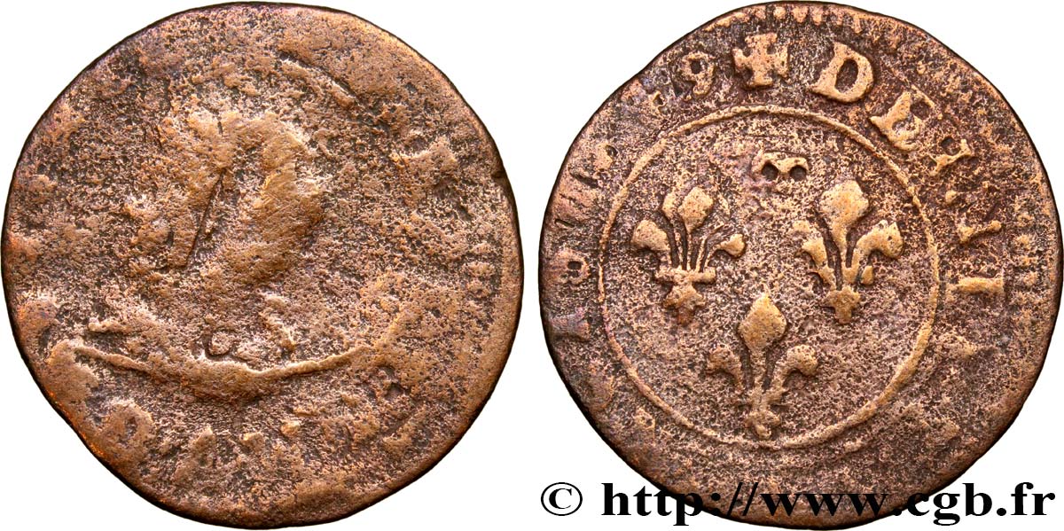 DOMBES - PRINCIPALITY OF DOMBES - GASTON OF ORLEANS Denier tournois, type 7 VG/F
