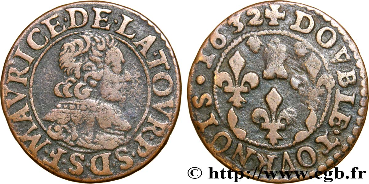 ARDENNES - PRINCIPALITY OF SEDAN - FREDERIC-MAURICE DE LA TOUR D AUVERGNE Double tournois, type 10 (petite collerette/petite tour) XF/VF