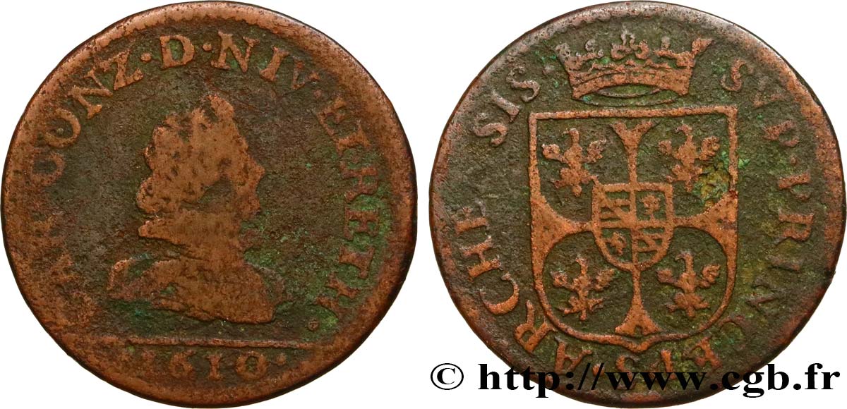 ARDENNES - PRINCIPAUTY OF ARCHES-CHARLEVILLE - CHARLES I OF GONZAGUE Liard, type 3A RC+