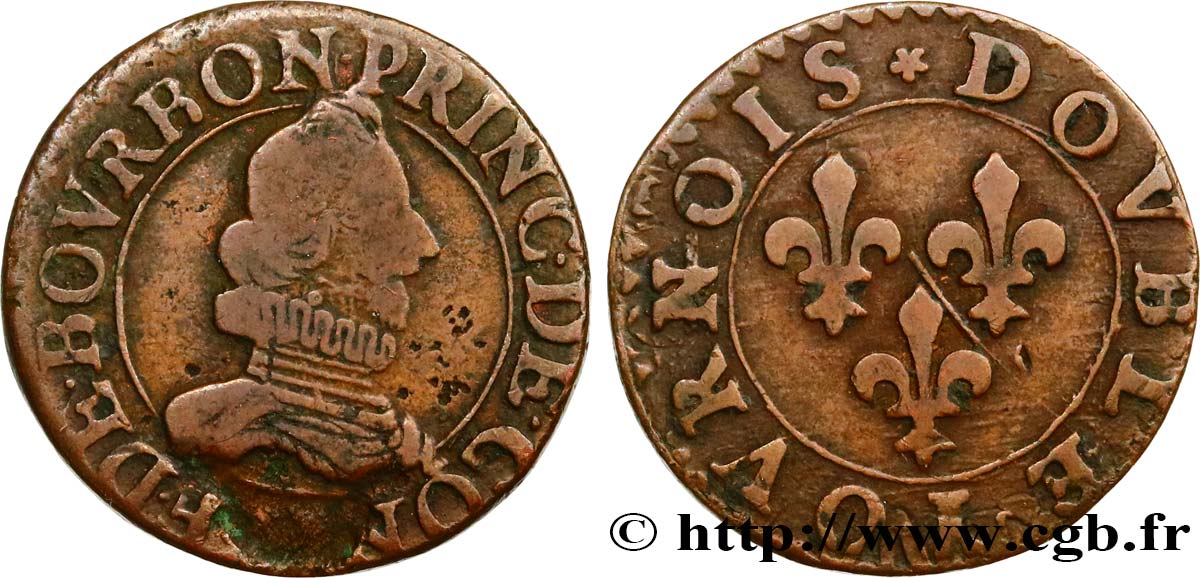 PRINCIPALITY OF CHATEAU-REGNAULT - FRANCIS OF BOURBON-CONTI Double tournois, type 8 VF/VF