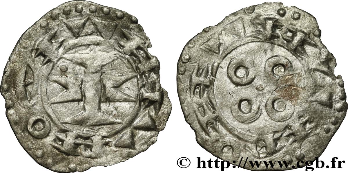 LANGUEDOC - COMTÉ DE MELGUEIL - ÉVÊQUES DE MAGUELONNE - ANONYMES Denier anonyme ou melgorien MBC/BC+