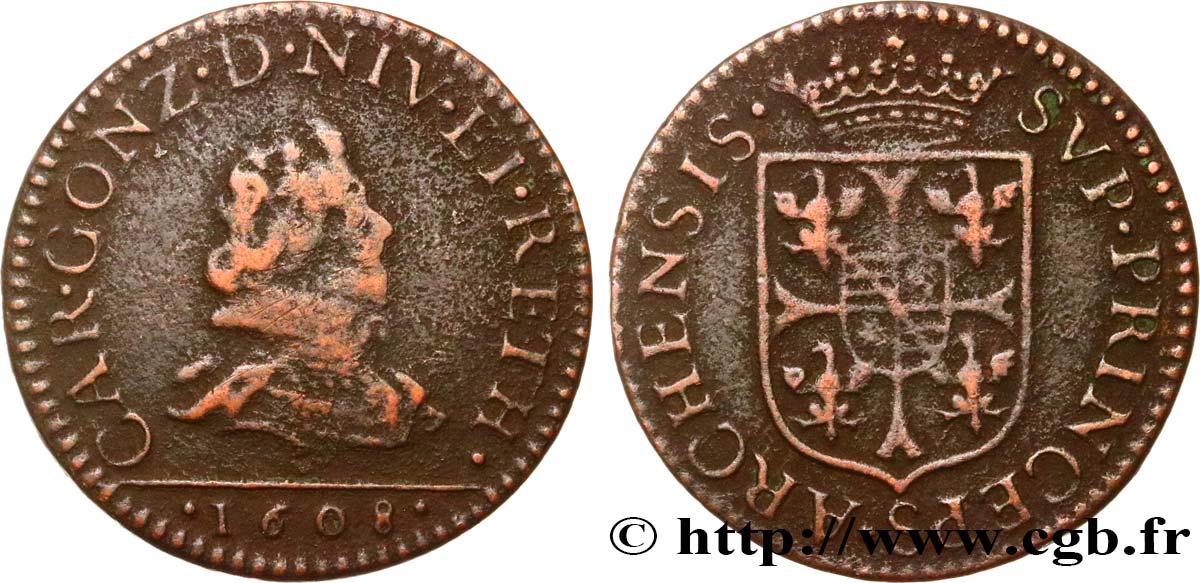 ARDENNES - PRINCIPAUTY OF ARCHES-CHARLEVILLE - CHARLES I OF GONZAGUE Liard, type 2B BC/BC+