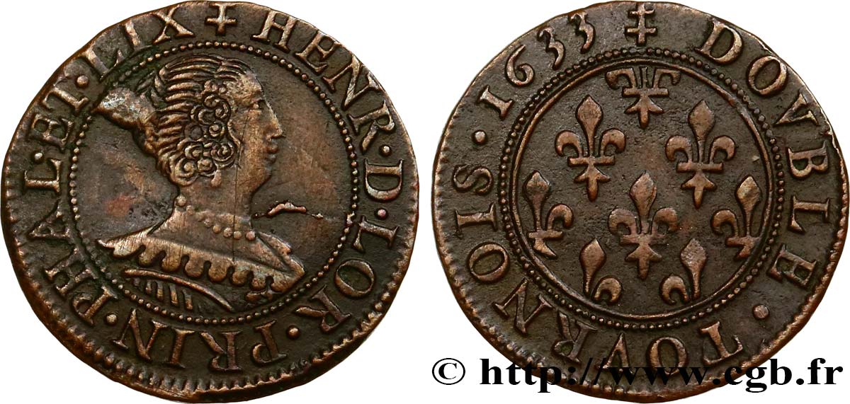 PINCIPAUTY OF PHALSBOURG AND LIXHEIM - HENRIETTE OF LORRAINE Double tournois fVZ