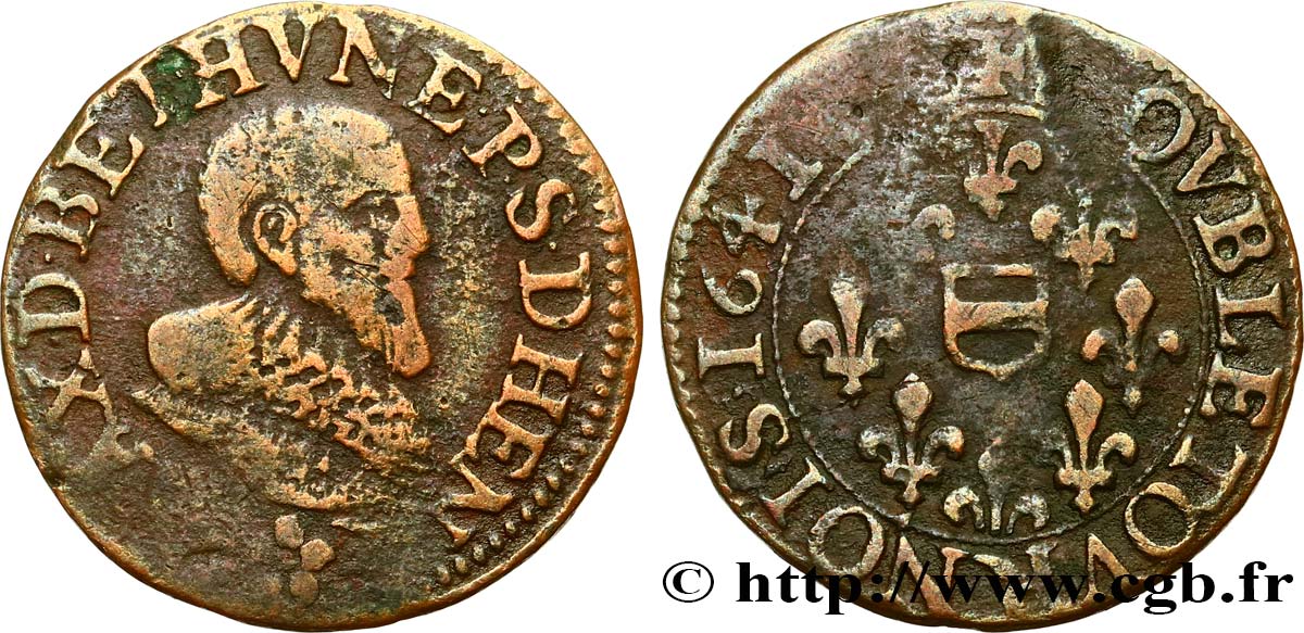 BERRY - PRINCIPAUTÉ DE BOISBELLE-HENRICHEMONT - MAXIMILIEN DE BÉTHUNE, DUC DE SULLY Double tournois, type 3 B+