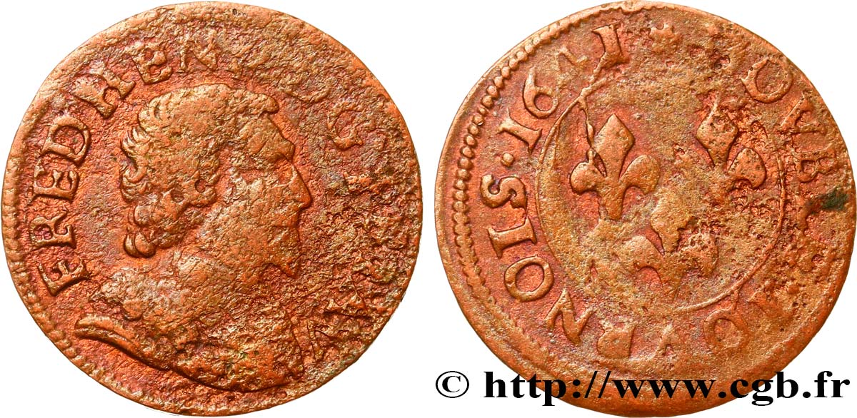 ORANGE - PRINCIPAUTÉ D&nbsp;ORANGE - FRÉDÉRIC-HENRI DE NASSAU Double tournois, type 5 B/B+