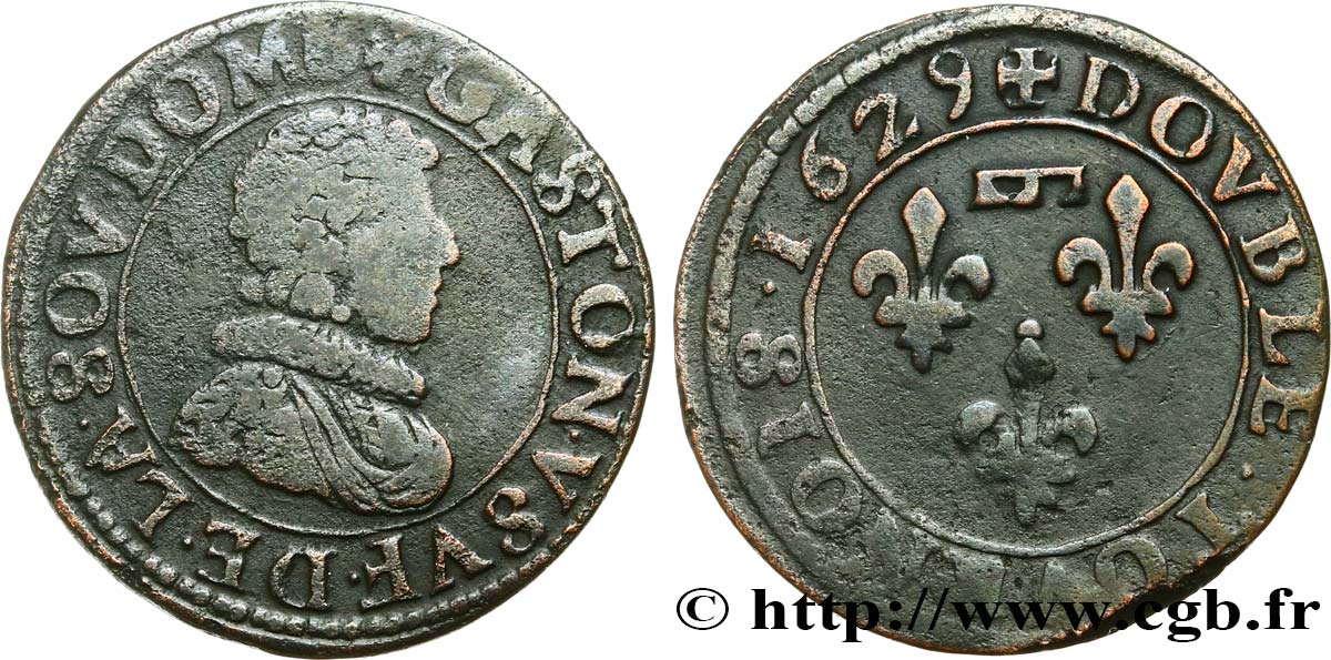 PRINCIPAUTY OF DOMBES - GASTON OF ORLEANS Double tournois, type 6 MB