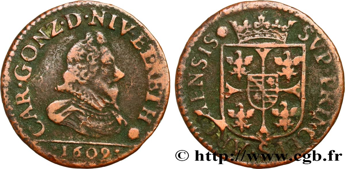 ARDENNES - PRINCIPAUTY OF ARCHES-CHARLEVILLE - CHARLES I OF GONZAGUE Liard, type 3A BC+