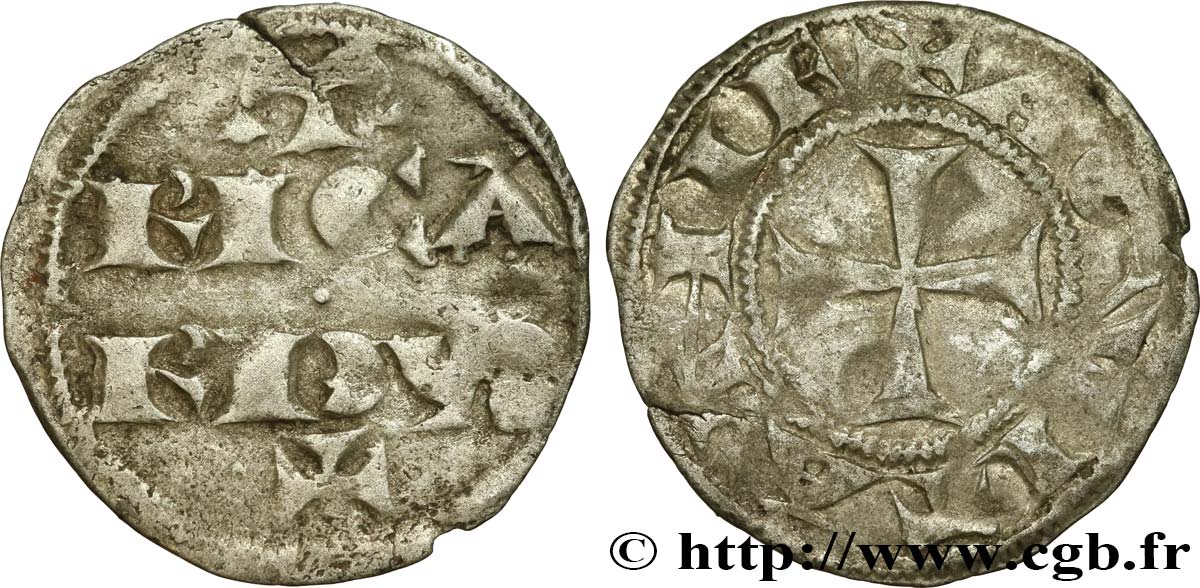 AQUITAINE - DUCHÉ D&nbsp;AQUITAINE - RICHARD CŒUR DE LION Denier, 1er type BC/RC