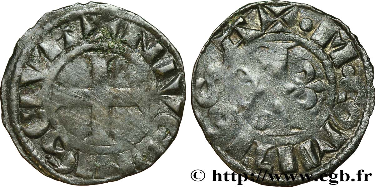 NIVERNAIS - COMTÉ DE NEVERS - MAHAUT II Denier TB+