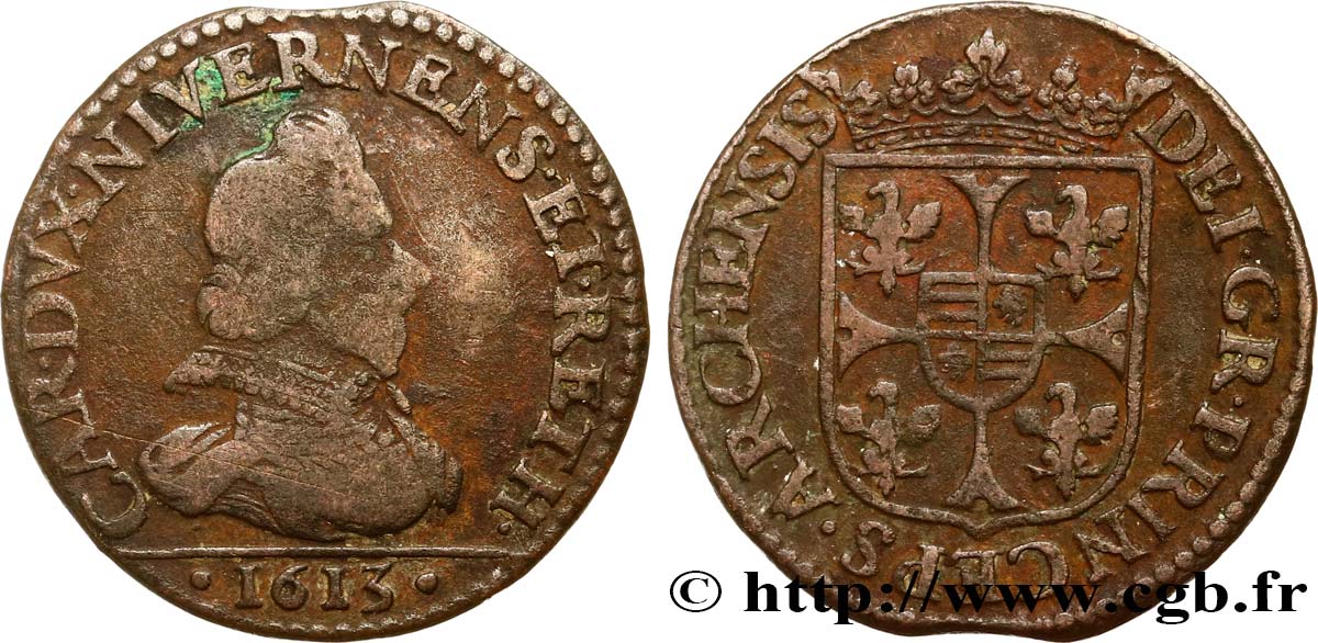 ARDENNES - PRINCIPAUTY OF ARCHES-CHARLEVILLE - CHARLES I OF GONZAGUE Liard, type 3B S/fSS