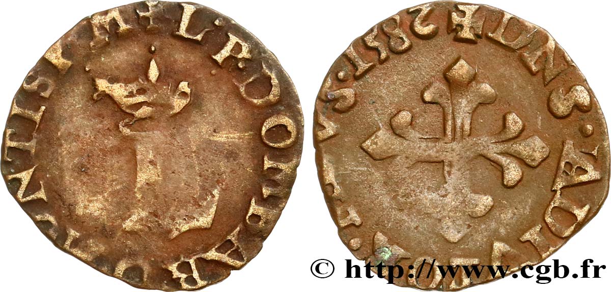 DOMBES - PRINCIPAUTÉ DE DOMBES - LOUIS II DE MONTPENSIER Liard à l L TB+