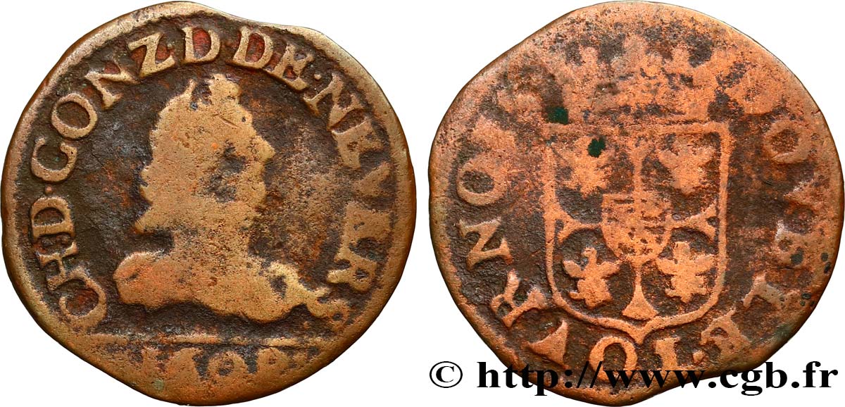 ARDENNES - PRINCIPAUTY OF ARCHES-CHARLEVILLE - CHARLES I OF GONZAGUE Double tournois, type 3 B