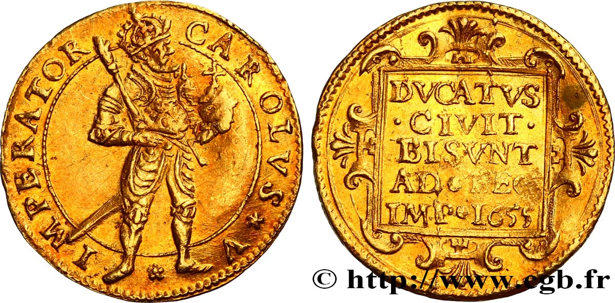 TOWN OF BESANCON - COINAGE STRUCK IN THE NAME OF CHARLES V Demi-ducat AU