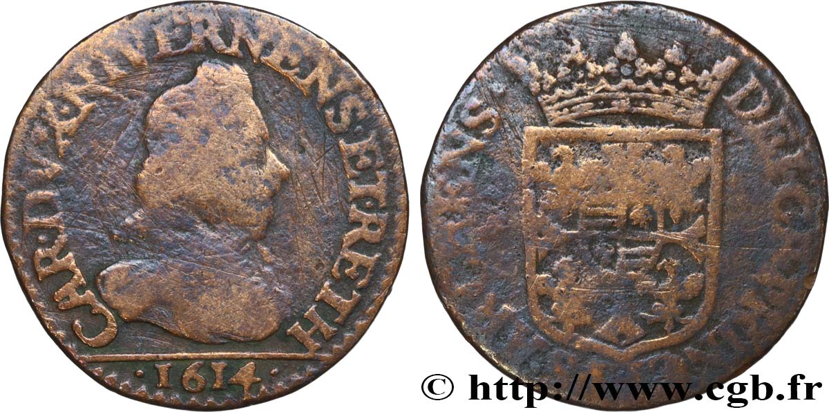 ARDENNES - PRINCIPAUTY OF ARCHES-CHARLEVILLE - CHARLES I OF GONZAGUE Liard, type 3B SGE